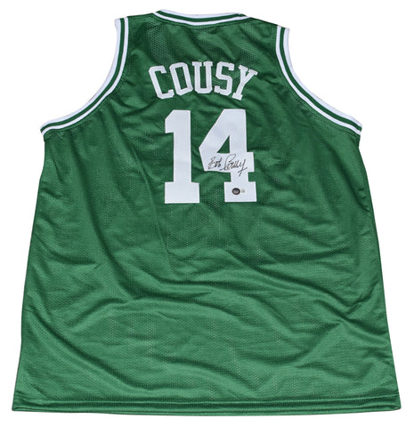 BOB COUSY SIGNED BOSTON CELETICS #14 GREEN BASKETBALL JERSEY BECKETT