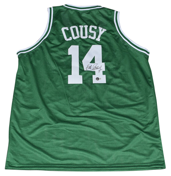 BOB COUSY SIGNED BOSTON CELETICS #14 GREEN BASKETBALL JERSEY BECKETT