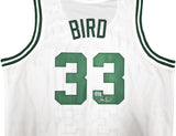 BOSTON CELTICS LARRY BIRD AUTOGRAPHED WHITE JERSEY BECKETT BAS WITNESS 239864