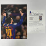 Autographed/Signed Lionel Leo Messi FC Barcelona 12x16 Photo Beckett BAS COA #2