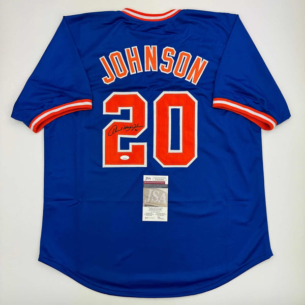 Autographed/Signed Howard Johnson "HOJO" New York Blue Jersey JSA COA