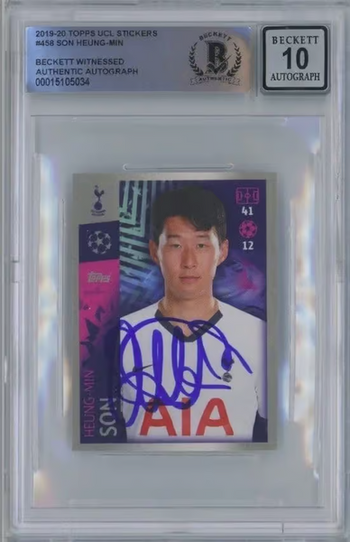 Heung-Min Son Signed 2019-20 Topps Champions League Sticker - BGS 10 Autograph
