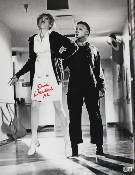 Dick Warlock Autographed Halloween II 16x20 B/W Photo - Beckett Hologram