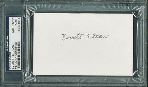 Indiana Everett S. Dean Authentic Signed 3x5 Index Card PSA/DNA Slabbed
