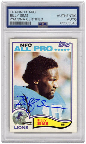 Billy Sims Signed Lions 1982 Topps All Pro Football Trading Card #349 - (PSA)