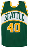 Shawn Kemp Signed Green T/B Custom Basketball Jersey - (SCHWARTZ COA) (SONICS)