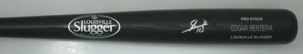 Martlins EDGAR RENTERIA Signed Louisville Slugger Engraved Black Bat Giants AUTO