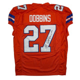 Autographed/Signed JK Dobbins Denver Retro Orange Football Jersey JSA COA