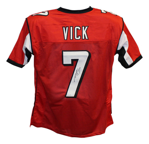 Michael Vick Autographed/Signed Pro Style Red XL Jersey JSA 31081