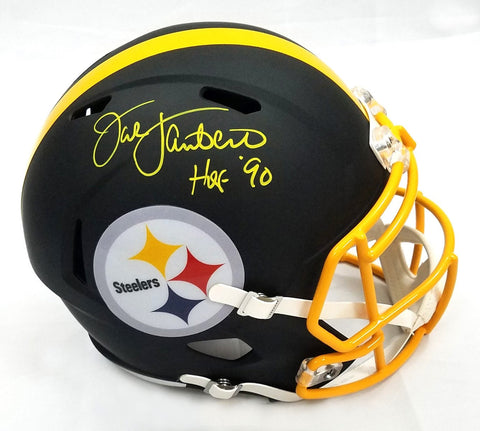 Jack Lambert Signed Steelers Flat Black Replica Helmet W/ HOF 90 Beckett