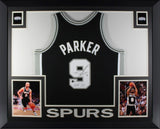 Tony Parker Autographed San Antonio Spurs Swingman Framed Jersey HOF 23 Beckett