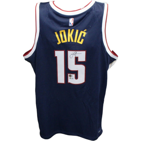 Nikola Jokic Autographed Denver Nuggets Nike Navy Jersey Beckett 42460