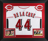 Elly De La Cruz Signed White Pro Style Framed Jersey w/ Dropshadow BAS 2