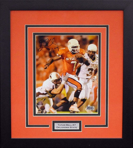 TATUM BELL SIGNED OKLAHOMA STATE COWBOYS 8x10 FRAMED PHOTO COA