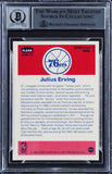 76ers Julius "Dr. J." Erving Signed 1986 Fleer Stickers #5 Card Auto 10 BAS Slab