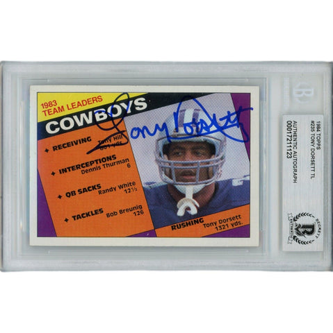 Tony Dorsett Autographed 1984 Topps 235 Slabbed Trading Card Beckett 45917