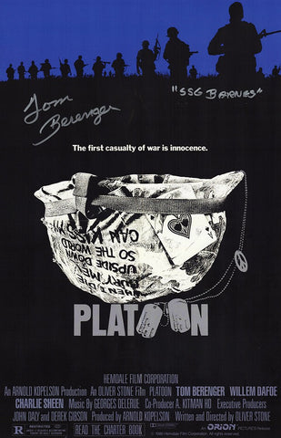 Tom Berenger Signed Platoon 11x17 Movie Poster w/SSG Barnes - (SCHWARTZ COA)