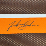 Framed Autographed/Signed Josh Gordon 35x39 Football Brown Jersey JSA COA