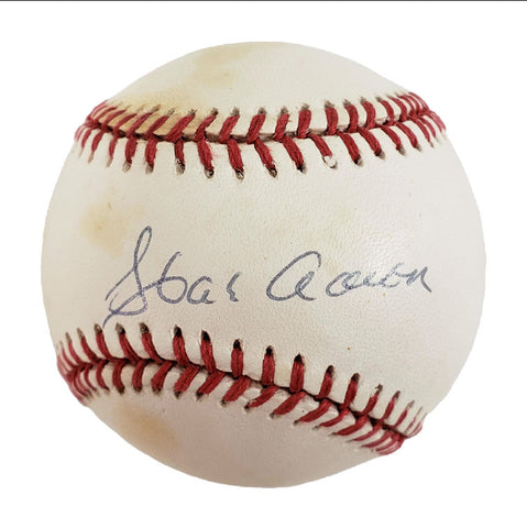 Hank Aaron Autographed Rawkings Official National League Baseball (JSA Hologram)