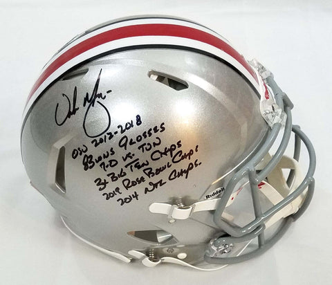 Urban Meyer Autographed Ohio State Authentic Helmet W/ OSU Career Stats Beckett