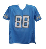 TJ Hockenson Autographed/Signed Pro Style Blue XL Jersey Beckett BAS 34659