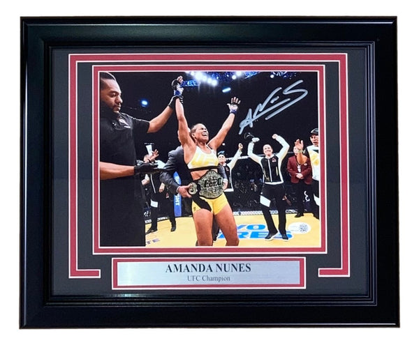 Amanda Nunes Signed Framed 8x10 UFC Championship Photo JSA QR Hologram