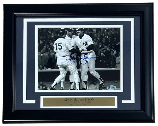 Reggie Jackson Signed Framed 8x10 New York Yankees B&W Photo BAS