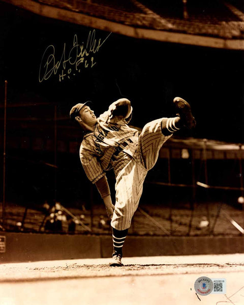 Bob Feller Autographed Cleveland Indians 8x10 Photo HOF As Is Beckett 51112