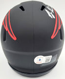 RODNEY HARRISON AUTOGRAPHED PATRIOTS ECLIPSE BLACK MINI HELMET BECKETT QR 193940
