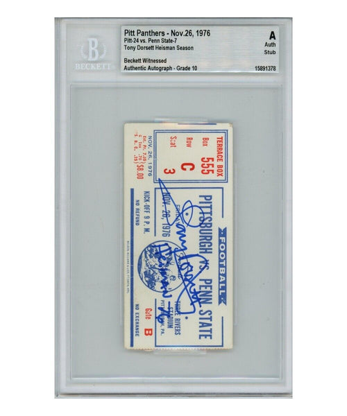Tony Dorsett Autographed/Signed 11/26/1976 Ticket Heisman Beckett 39418