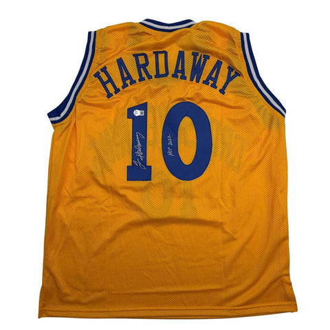 Autographed/Signed Tim Hardaway Golden State Yellow Jersey Beckett BAS COA