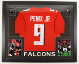 Michael Penix Jr Signed Atlanta Falcons 35"x 43" Framed Jersey (Beckett) 2024 Pk