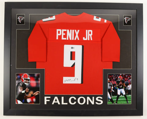 Michael Penix Jr Signed Atlanta Falcons 35"x 43" Framed Jersey (Beckett) 2024 Pk