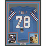 FRAMED Autographed/Signed CURLEY CULP HOF 13 33x42 Houston Blue Jersey JSA COA