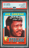 Steelers Joe Greene "HOF 87" Signed 1971 Topps #245 RC Card Auto 10! PSA Slab 1