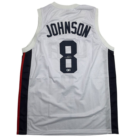 Autographed/Signed Joe Johnson United States USA White Jersey Beckett COA