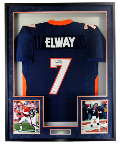 John Elway Denver Broncos Autographed Football Jersey Framed PSA/DNA 213541