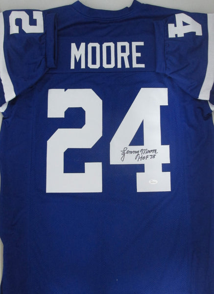Indy Colts LENNY MOORE Signed Custom Blue Jersey AUTO w/ HOF '75 - JSA