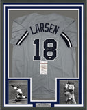 FRAMED Autographed/Signed DON LARSEN 35x39 New York Grey Jersey JSA COA