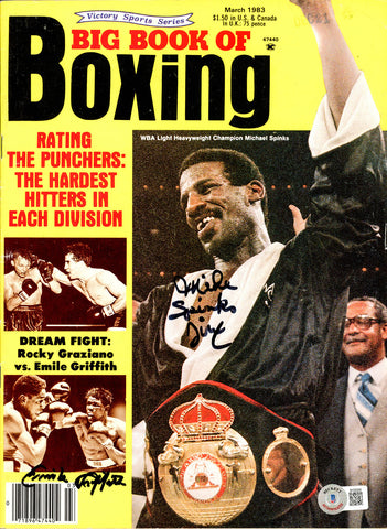 Michael Spinks & Emile Griffith Autographed Big Book of Boxing Magazine Beckett