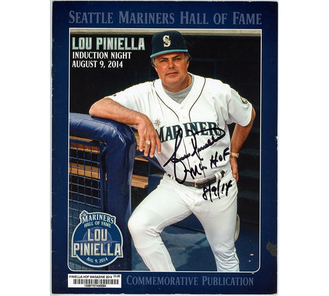 Lou Piniella Signed Seattle Mariners Hall of Fame Commemorative Program -HOF Ins
