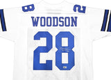 DALLAS COWBOYS DARREN WOODSON AUTOGRAPHED WHITE JERSEY BECKETT BAS QR 230010