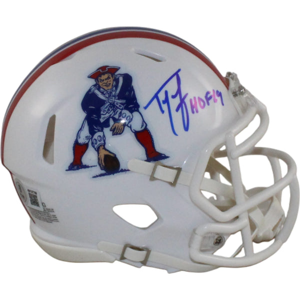Ty Law Autographed New England Patriots TB Mini Helmet HOF Beckett Witness 55046