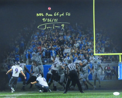 Justin Tucker Autographed/Inscribed 16x20 Photo Baltimore Ravens JSA 175904