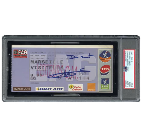 Didier Drogba Signed 2003 Marseille Debut Match Ticket Inscribed Debut - PSA 2