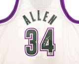 BUCKS RAY ALLEN AUTOGRAPHED AUTHENTIC M&N 96-97 ROOKIE JERSEY XL BECKETT 221294