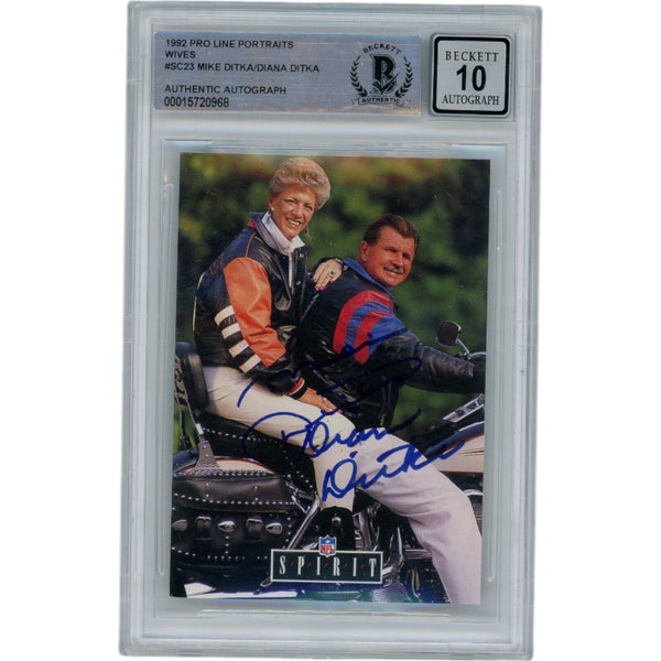 Mike Ditka Diana Ditka Autographed Chicago Bears Trading Card Beckett 46888