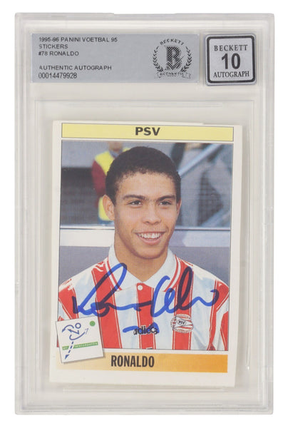 Ronaldo Nazario Signed 1995 Panini Voetbal 95 Rookie Sticker - BGS 10 Autograph