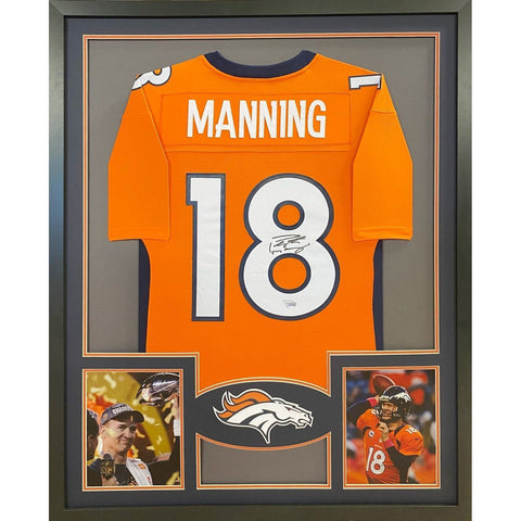 Peyton Manning Autographed Signed Framed Denver Broncos Jersey FANATICS