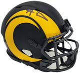 Aaron Donald Signed Los Angeles Rams Eclipse Black Speed Mini Helmet Beckett Wit